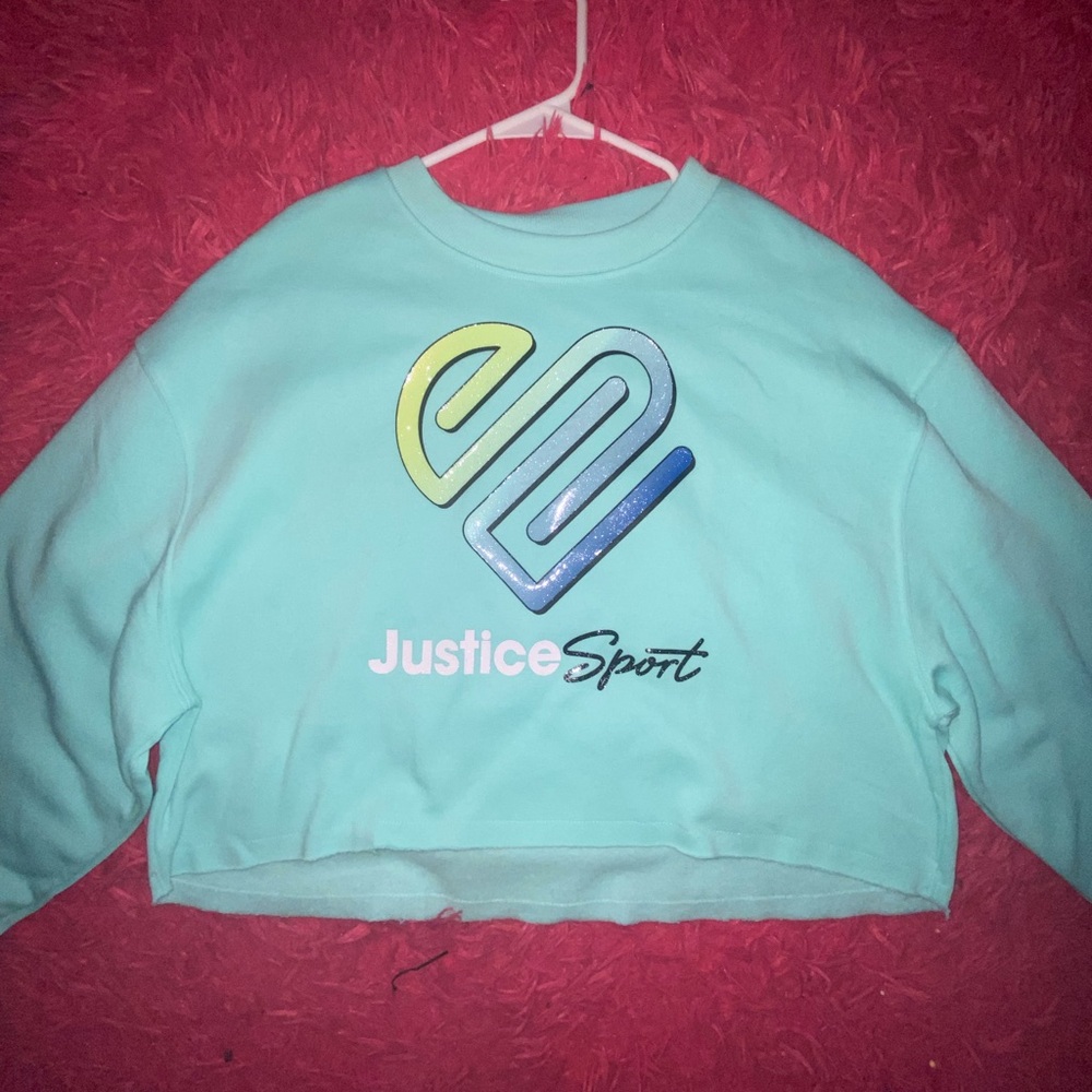 Justice Sport Aqua Sweatshirt with Heart Design